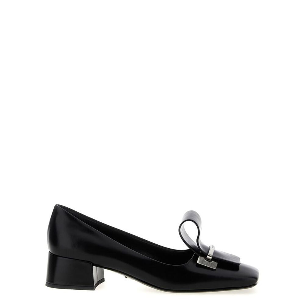 Prada Black Calfskin Mid Heel Women's Pumps